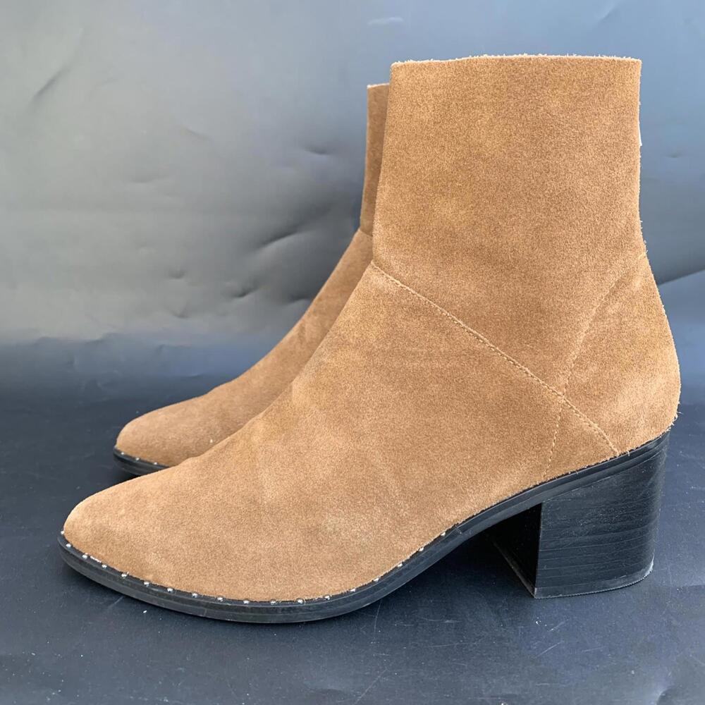 Treasure & Bond Women's Farrah Suede Studded Ankle Boots Cognac Size 8.5